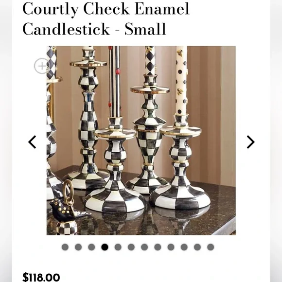MacKenzie-Child’s Courtly Check Enamel Candlestick - Small - Picture 4 of 4
